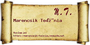 Marencsik Teónia névjegykártya